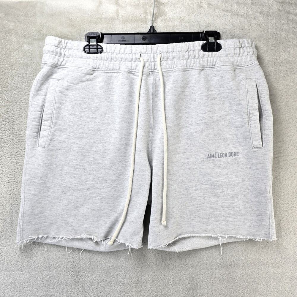 Aime Leon Dore Sweat Shorts Mens XL Gray Terry Chopped 7" Inseam